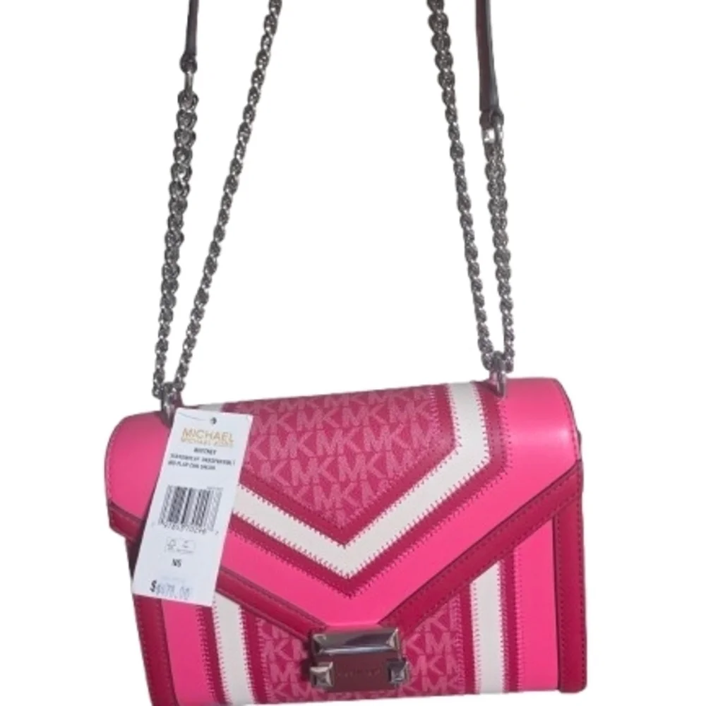 Michael Kors Whitney Medium Flap Chain Shoulder Bag — Dark Raspberry Multi — NWT